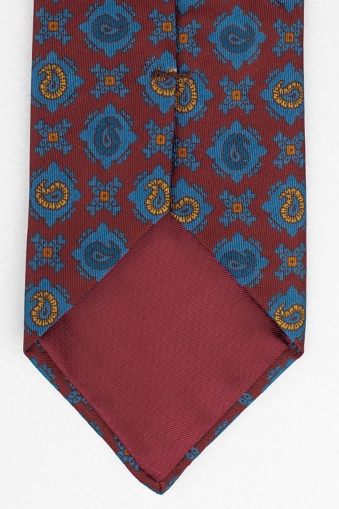 Bordowy krawat Ancient Madder Silk z motywem paisley