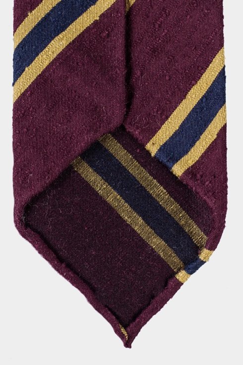 Bordowy regimental krawat z szantungu bez podszewki
