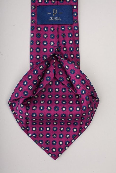 Fuksja krawat six fold z jedwabiu drukowanego Macclesfield
