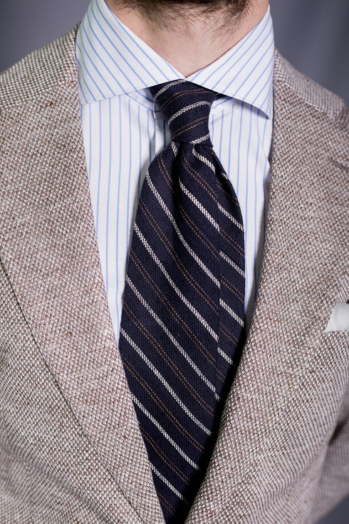 Granatowy krawat bawełniany bez podszewki