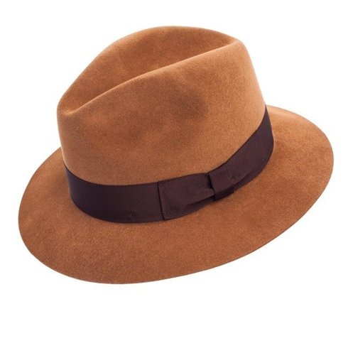 Jasnobrązowy kapelusz typu fedora