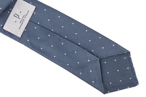 Niebieski krawat z jedwabiu żakardowego polka dots 8 cm x 148 cm