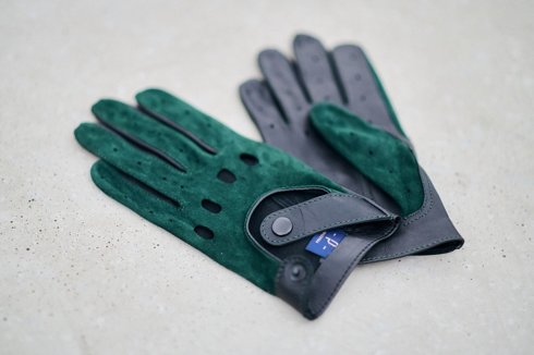 Zielone Zamszowe Rękawiczki Samochodowe