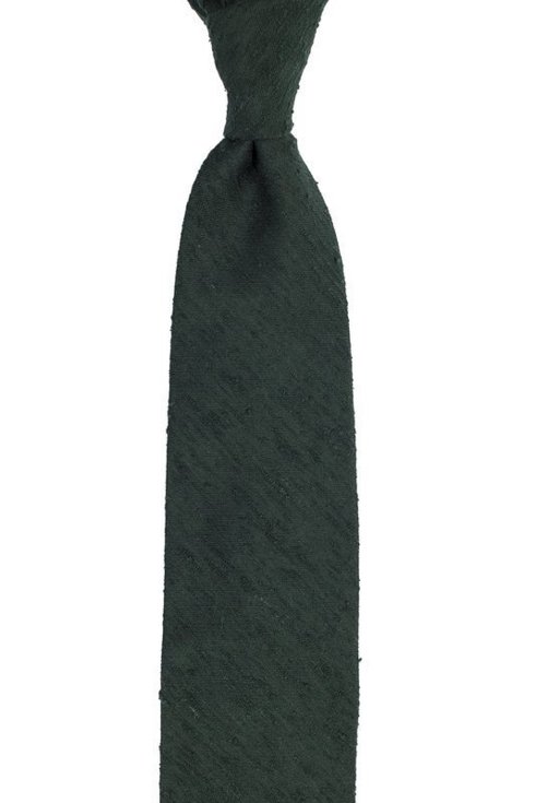 Zielony krawat z szantungu bez podszewki